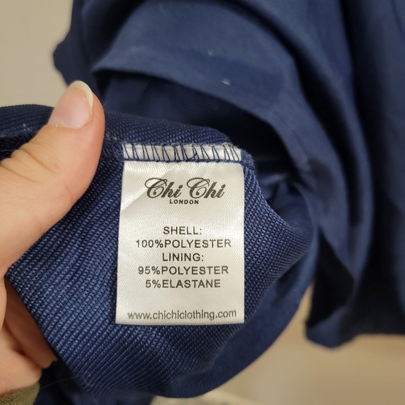 Chi chi London curve navy high low off the shoulder dress 18 - Picture 5 of 8